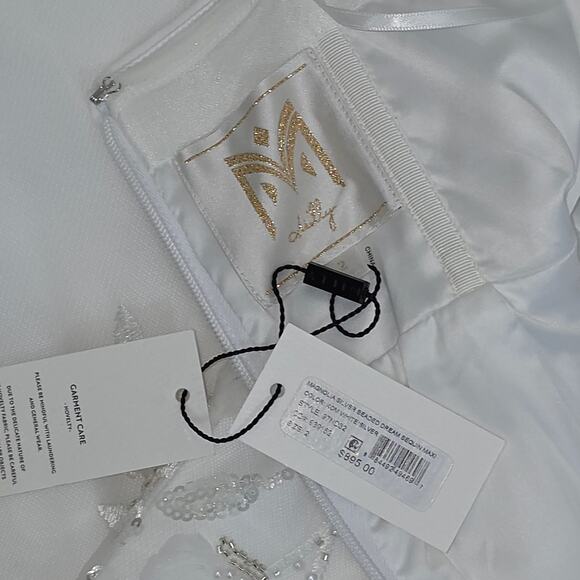 Milly Magnolia Embellished White/Silver Strapless Beaded Sequin Maxi Dress Sz 2 - Picture 14 of 14